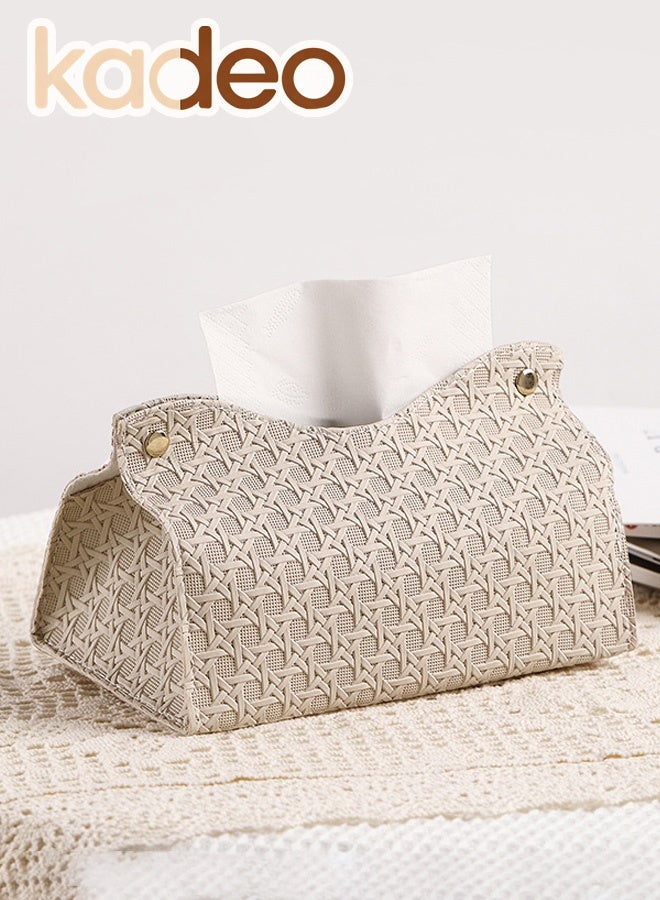 kadeo Tissue Box Cover, PU Leather Tissue Holder, Water Proof Facial Tissue Case Facial Paper Organizer, Dispenser for Bathroom, Vanity Countertop, Office, Car, Rectangle Tissue Box 19*14CM - Image 1